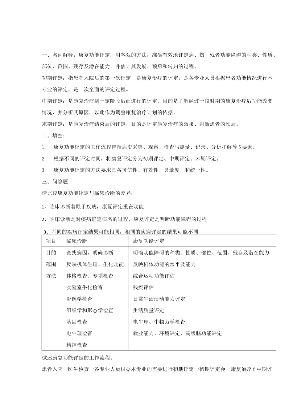 康复评定学试题及答案_第1页