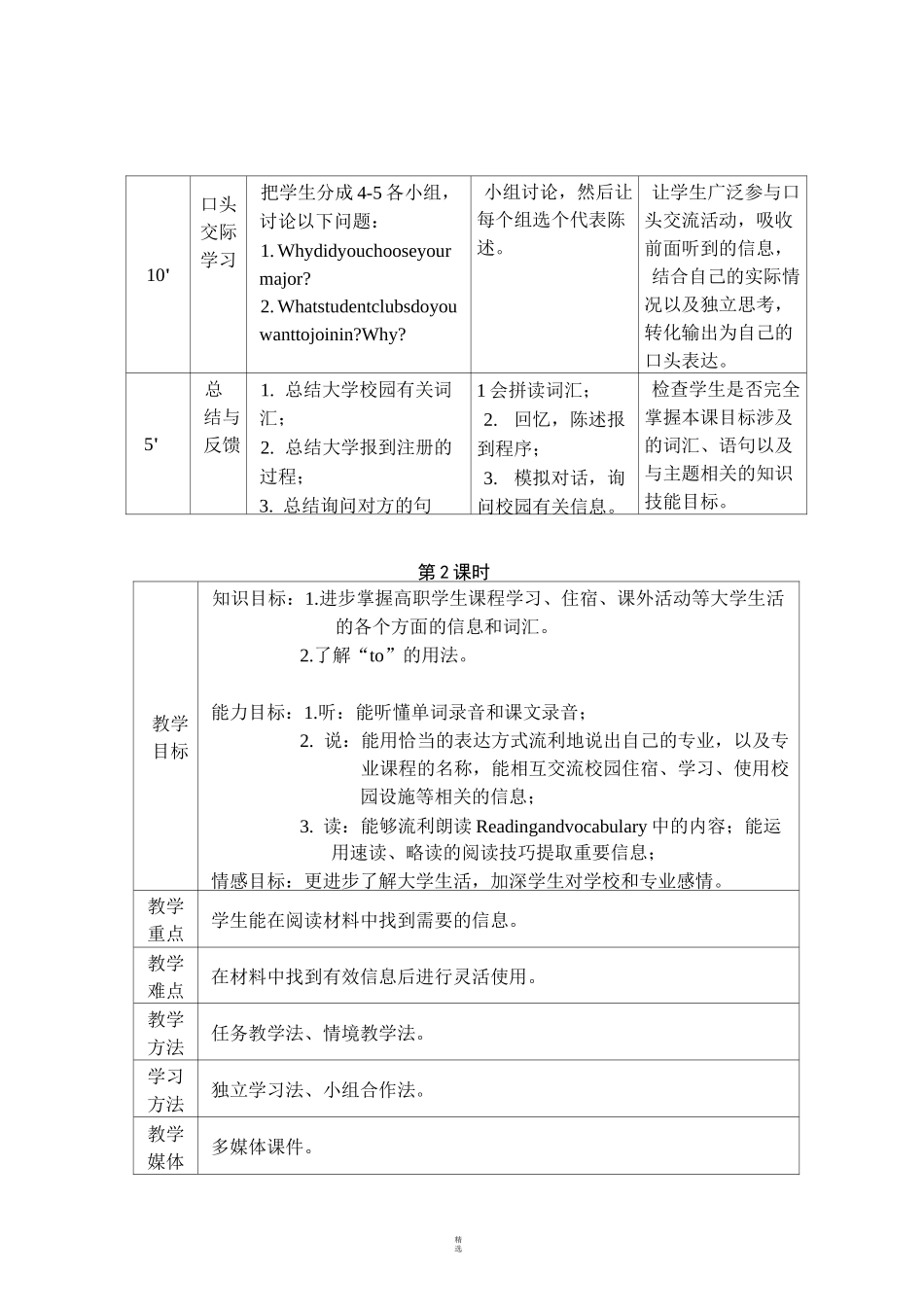 新技能英语 高级教程1 教学设计unit 1_第3页