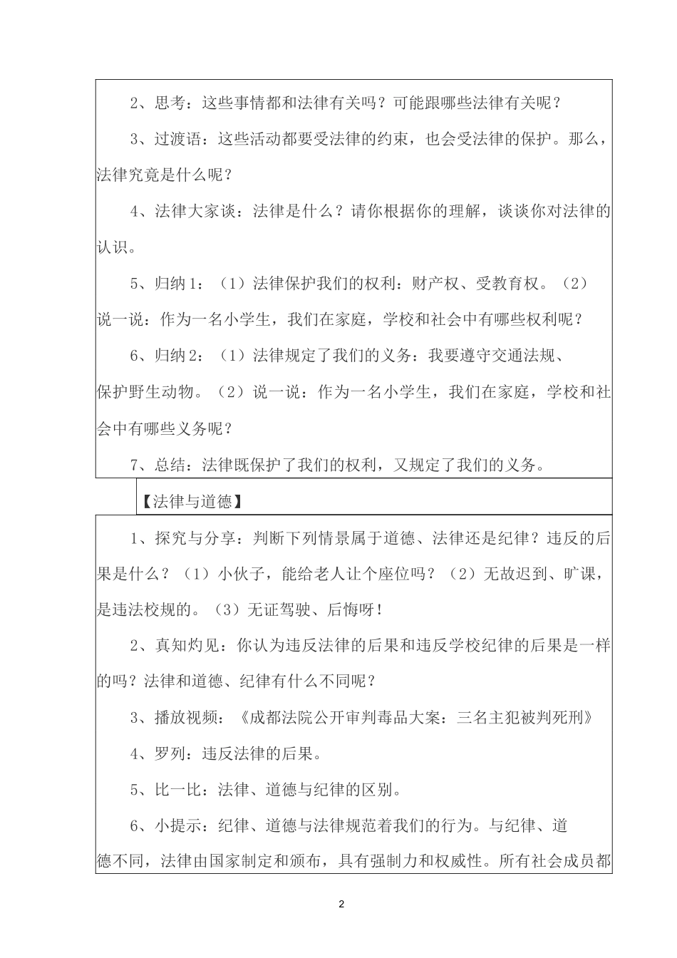 六年级道德与法治上册教学设计_第2页