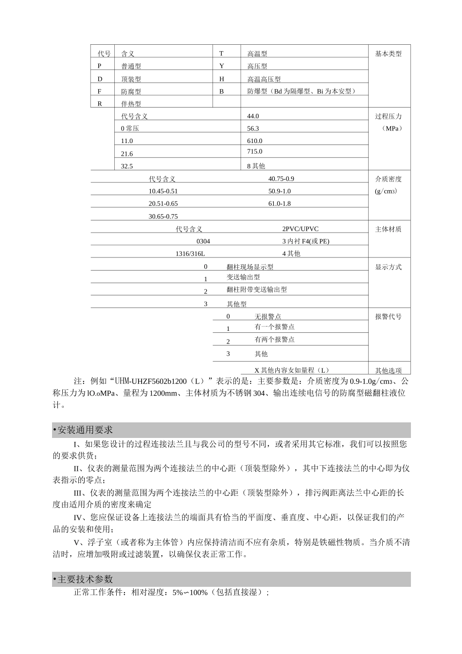 磁性浮子液位计说明书(标准版)_第2页