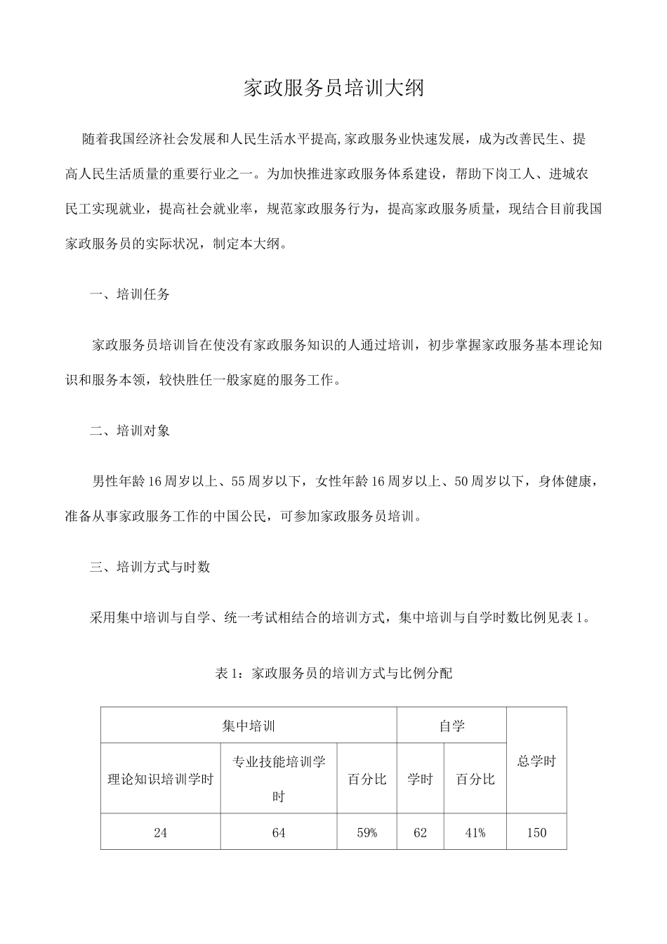 家政服务员培训大纲及教学大纲_第1页