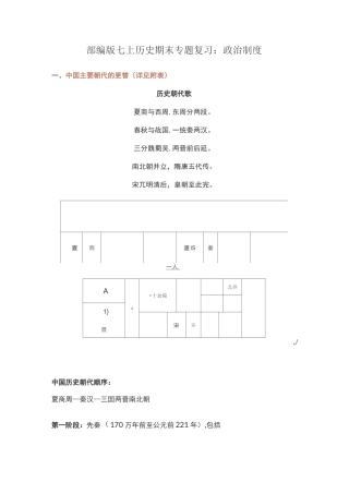 部编版七上历史期末专题复习：政治制度