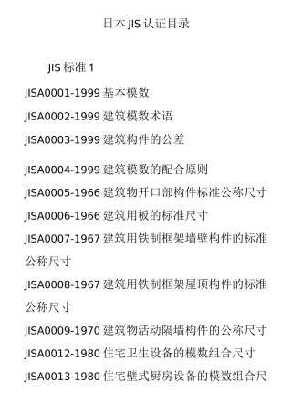 日本JIS认证目录