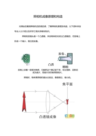 照相机成像原理和构造