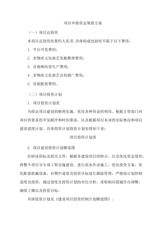项目申报资金筹措方案