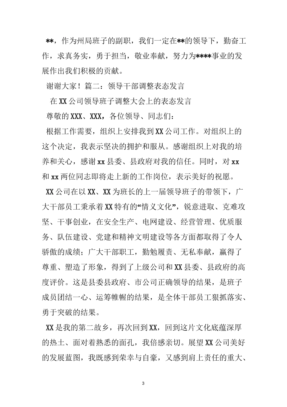 领导班子调整表态发言_第3页