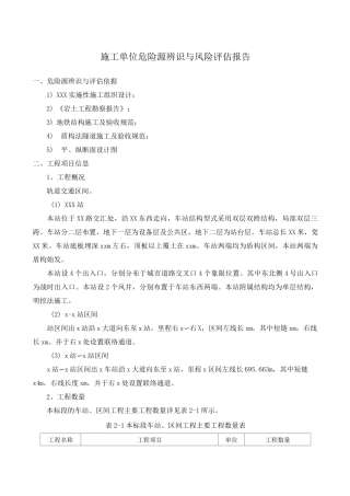 施工单位危险源辨识与风险评估报告