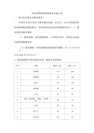 绿色植物租赁摆放服务实施方案
