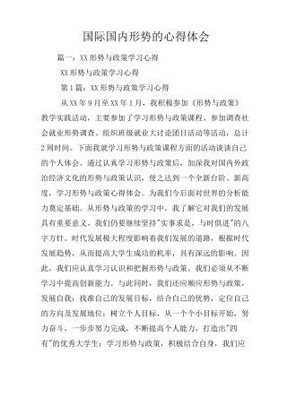 国际国内形势的心得体会
