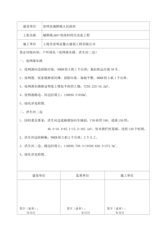 工程签证单(绿化工程)