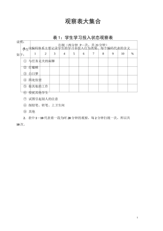 课堂观察记录表格