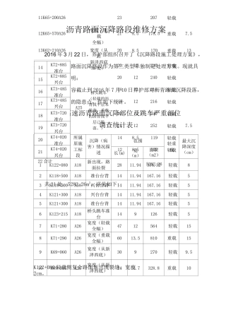 沥青路面沉降段落维修方案