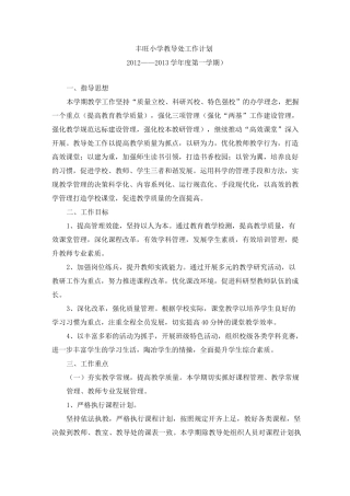 农村小学教导工作计划