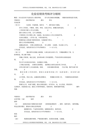 化验室绩效考核评分细则