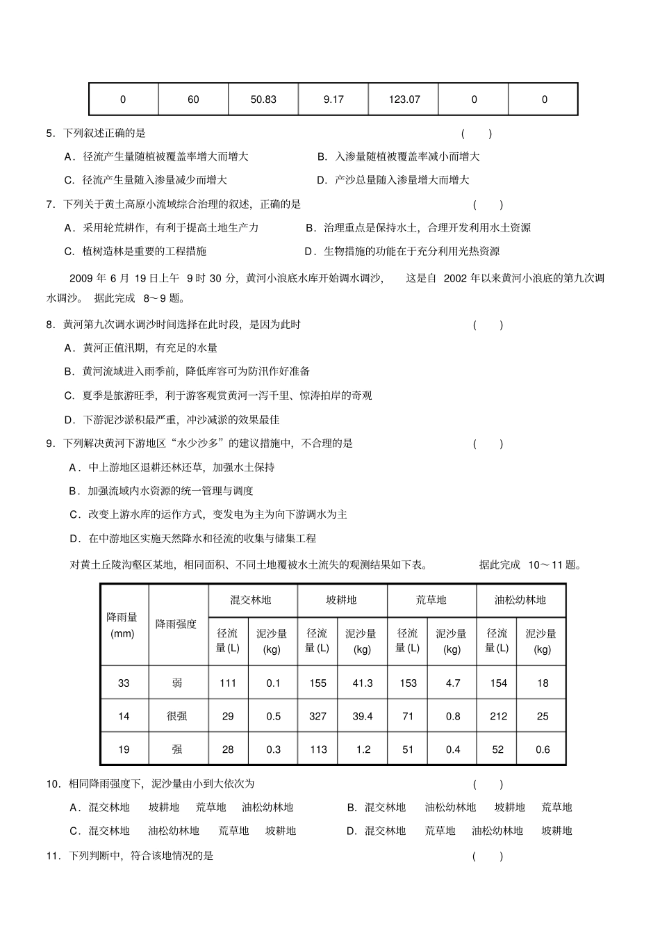 区域水土流失及其治理——以黄土高原为例巩固练习_第2页