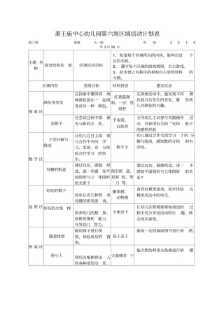 区域活动计划表