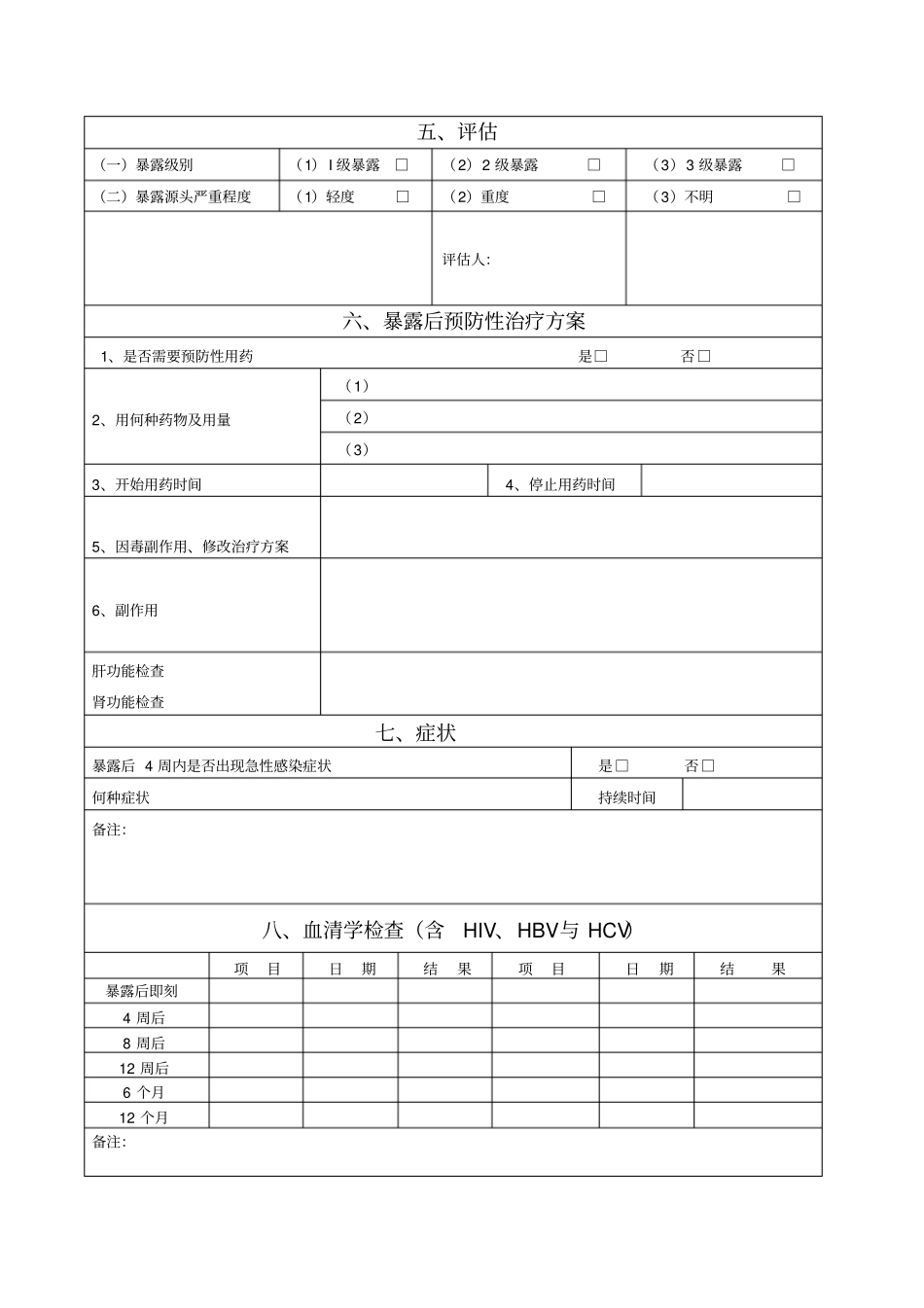 医务人员职业暴露后个人登记表_第2页