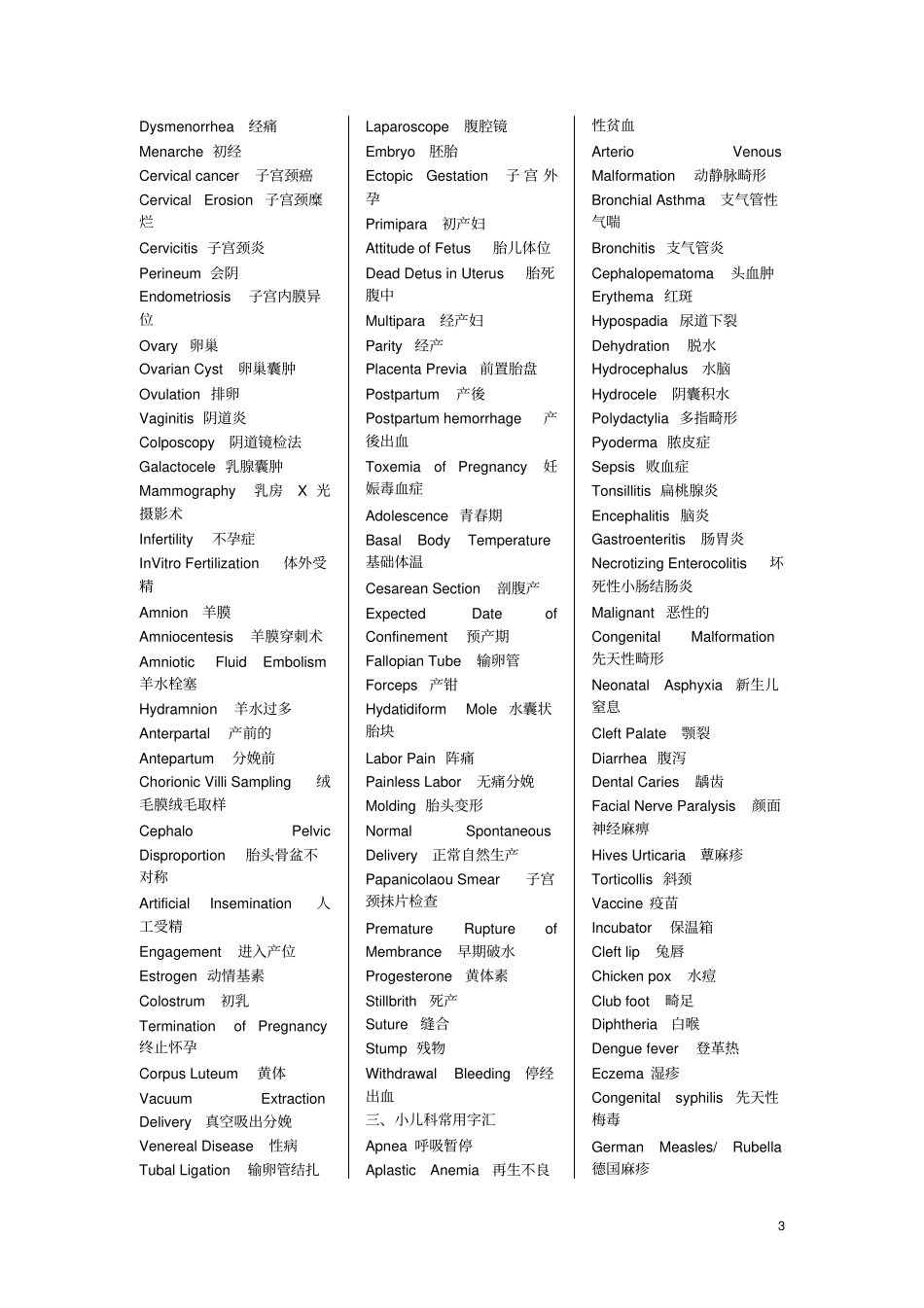医学专业英语词汇大纲_第3页