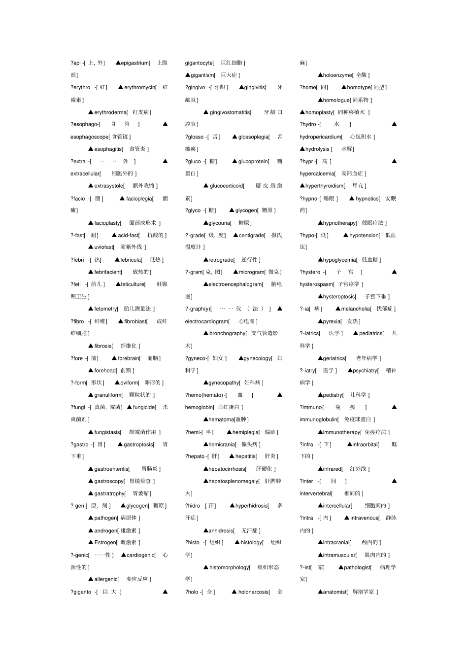 医学专业英语前后缀和词根_第3页