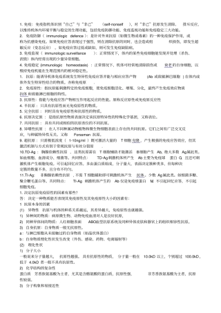 医学免疫学名词解释及问答总结汇总