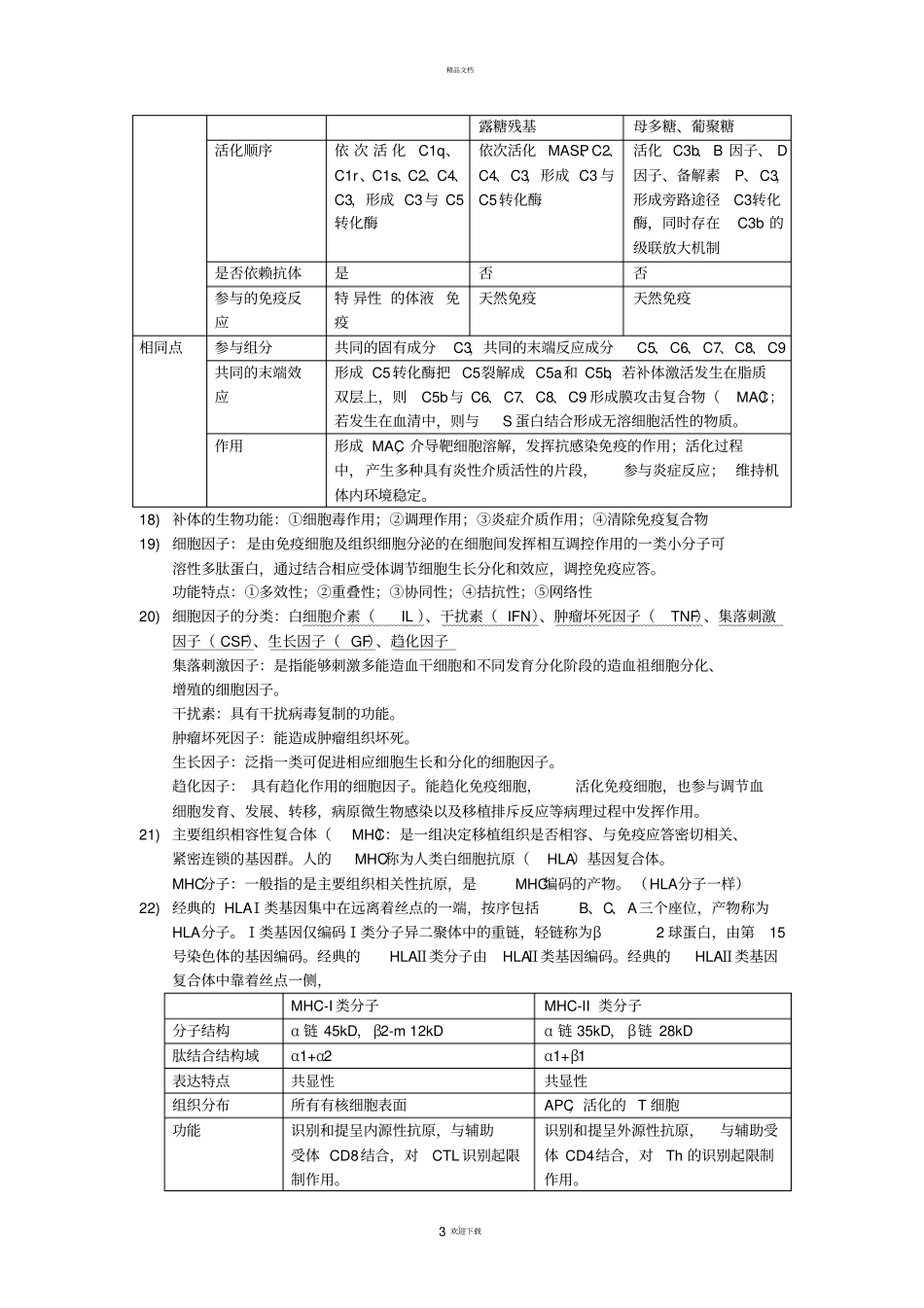 医学免疫学期末复习资料_第3页