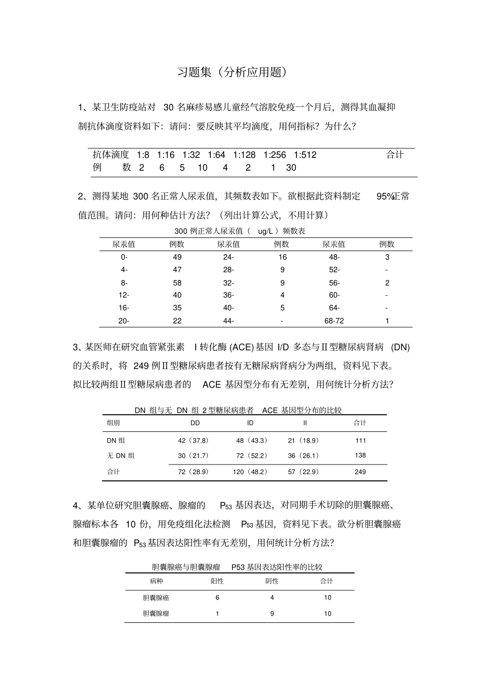 医学统计学上机试题-U_第1页