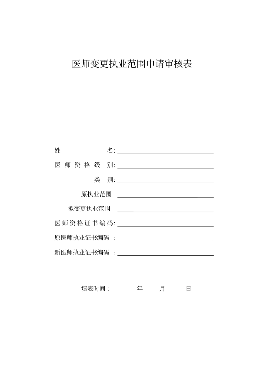 医师变更执业范围申请审核表资料_第1页