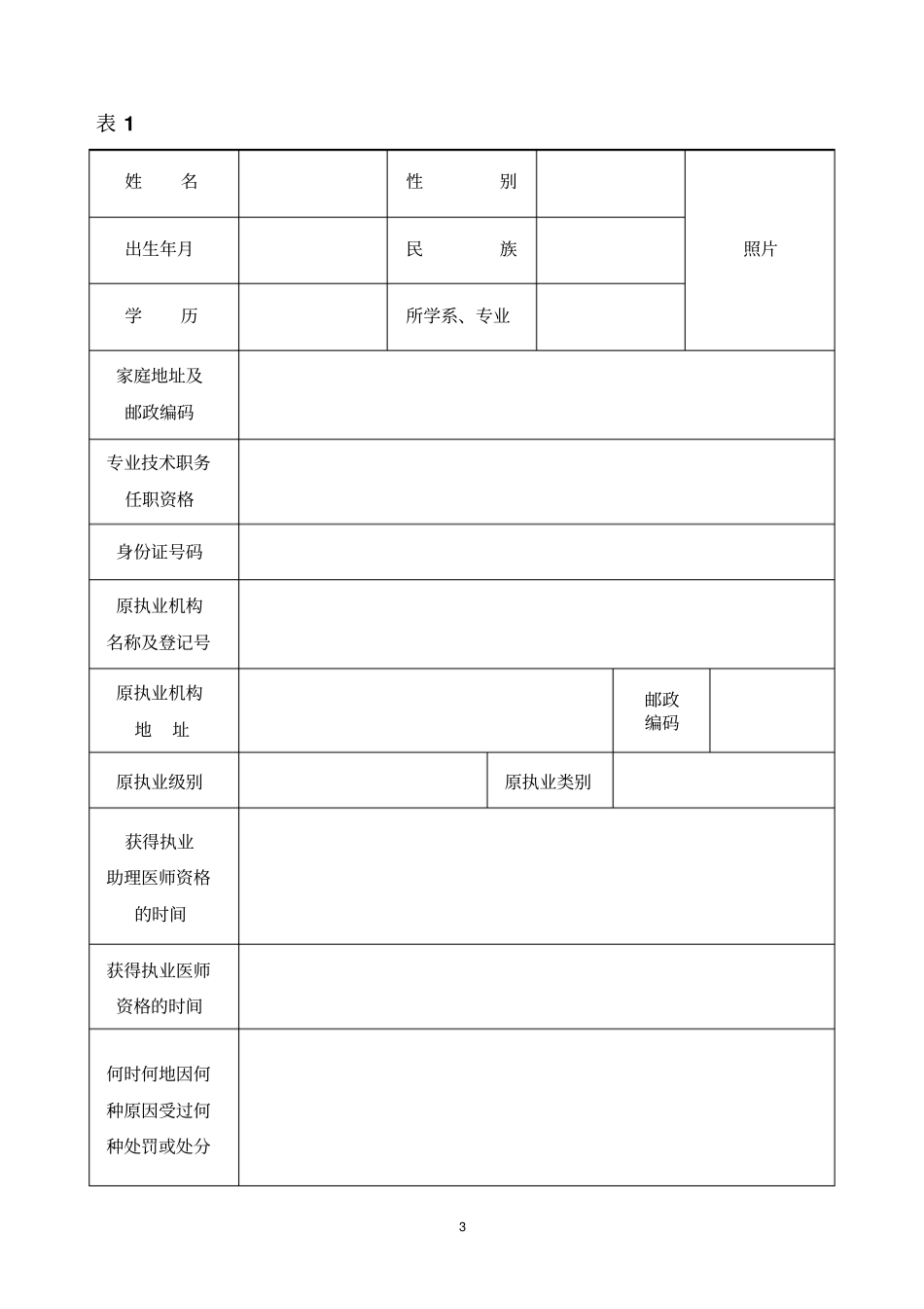 医师变更执业注册申请审核表西安_第3页