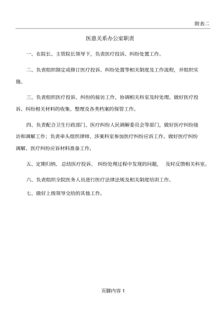 医患办人员岗位职责