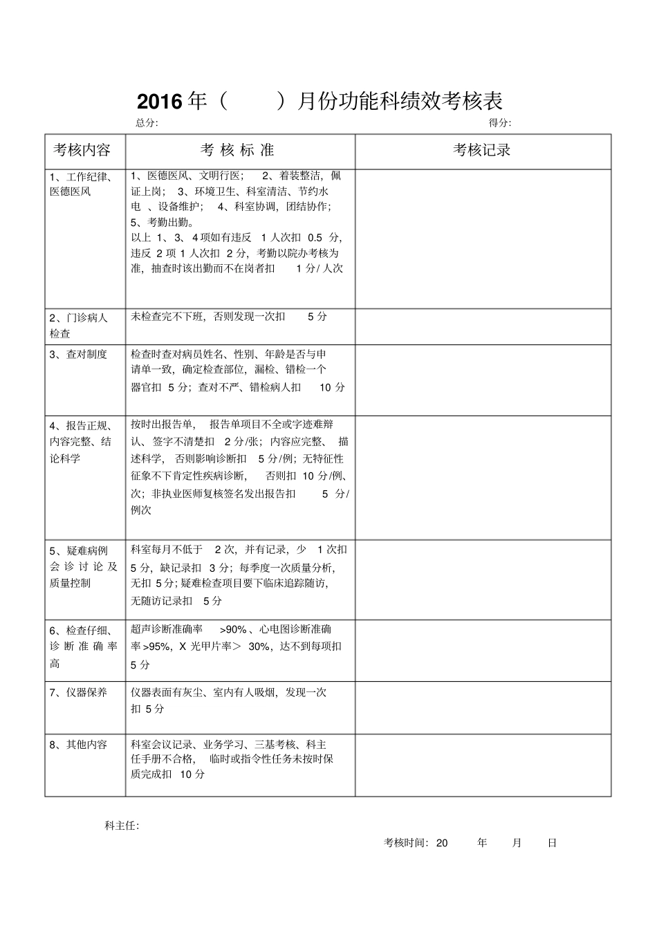 医技辅助科室绩效考核表汇总_第2页