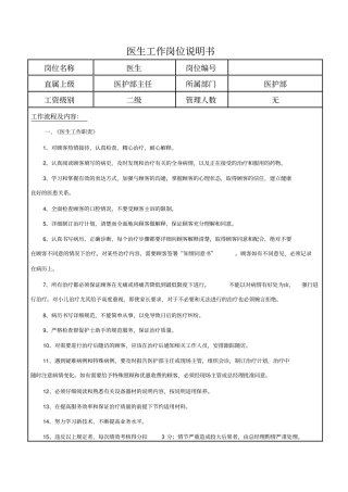 医生工作岗位说明书