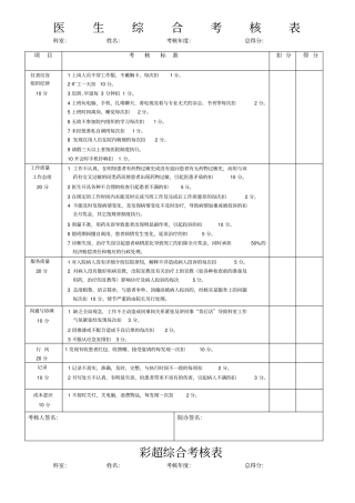 医生综合考核表