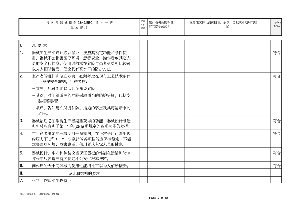 医疗器械CE符合基本要求表详细_第2页