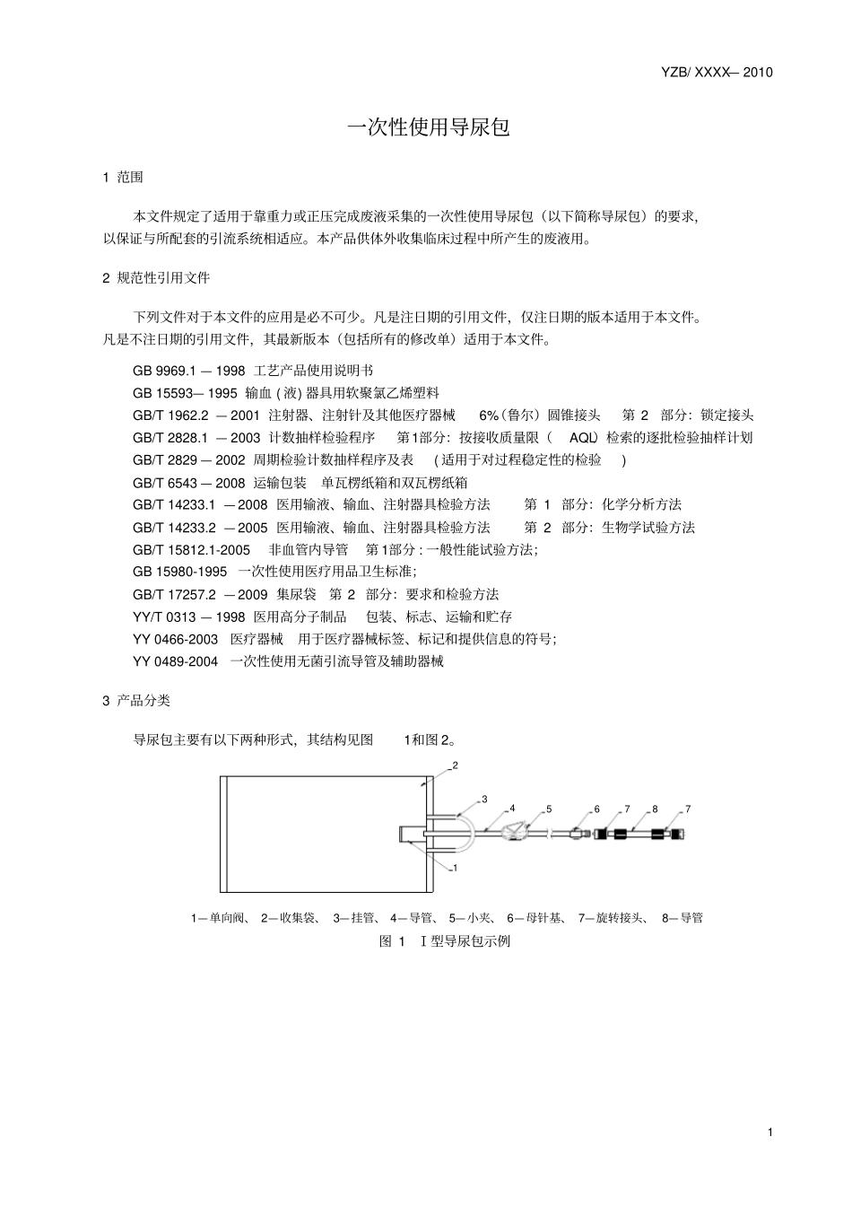 医疗器械一次使用导尿包产品注册标准_第3页