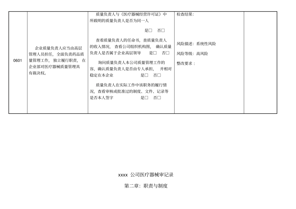 医疗器械内审记录表格模板_第3页