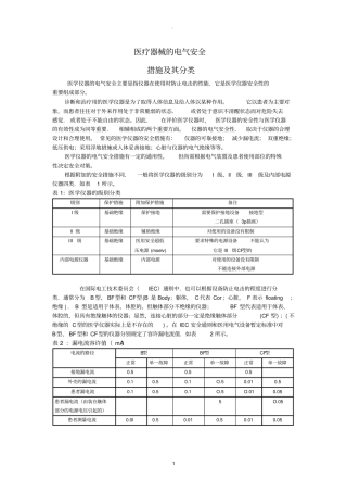 医疗器械电气安全分类