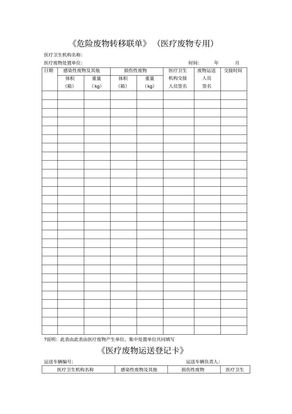 医疗废物专用转移联单_第1页