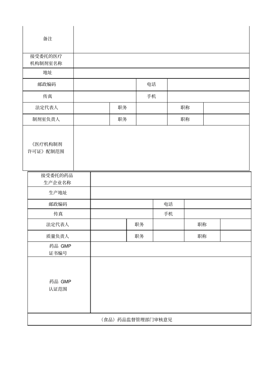 医疗机构中药制剂委托配置申请表_第2页