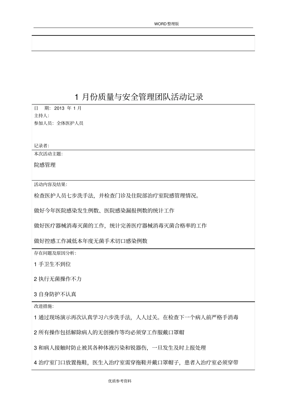 医疗质量及安全管理小组活动记录文本_第2页