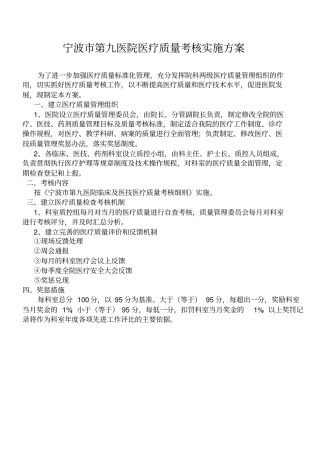 医疗质量考核实施方案