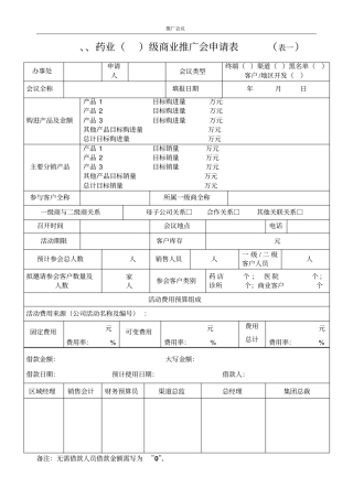 医药分销代表必备--商业推广会申请表研究
