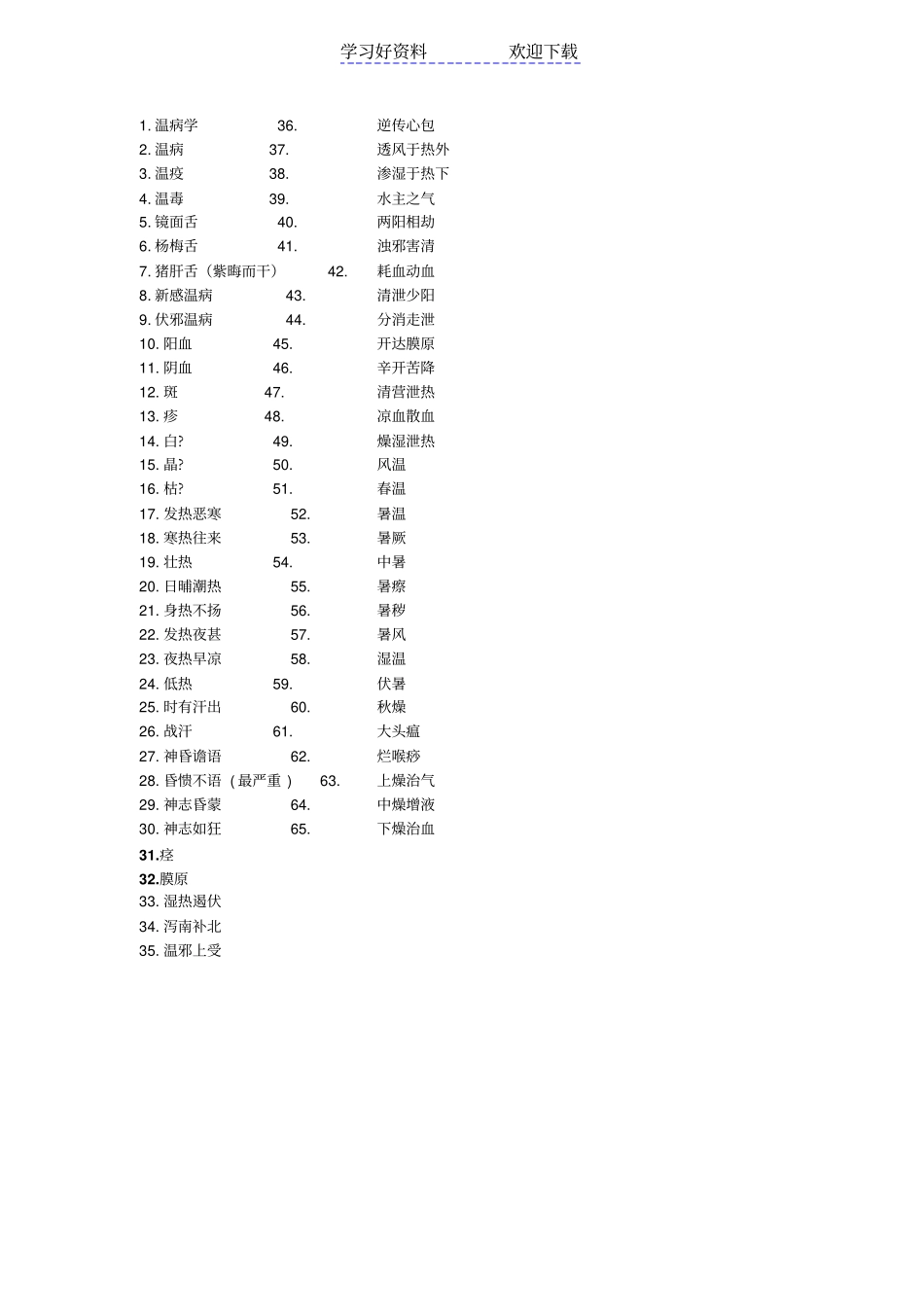 医药大学温病学重点名词解释_第1页