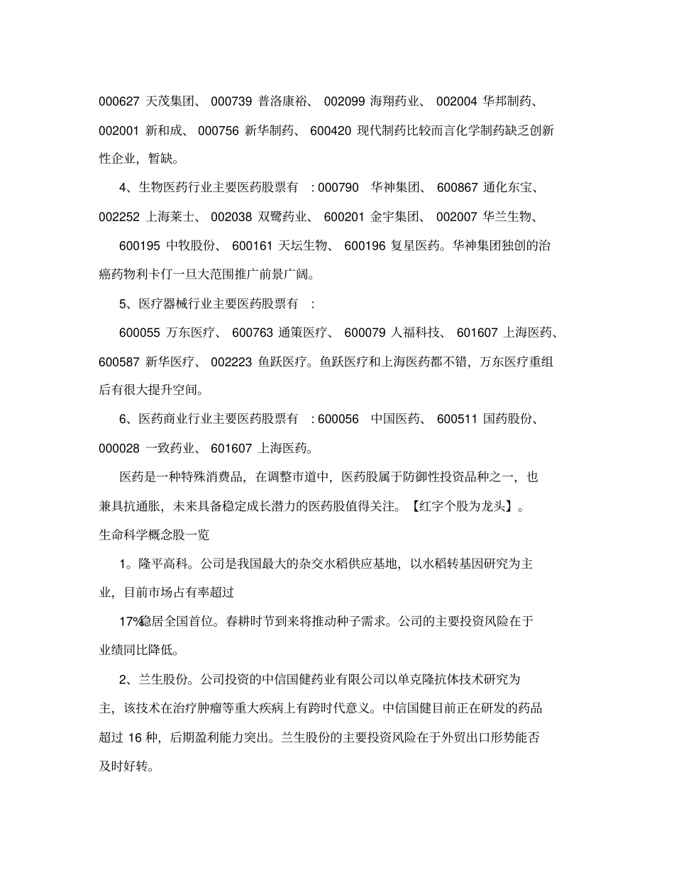 医药龙头股一览_第2页