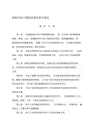 医院中层干部经济责任审计规定