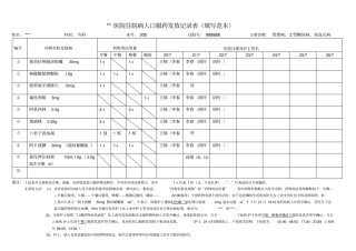 医院住院病人口服药发放记录表填写范本