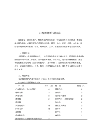 医院内科医师培训标准