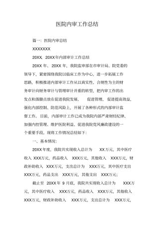 医院内审工作总结