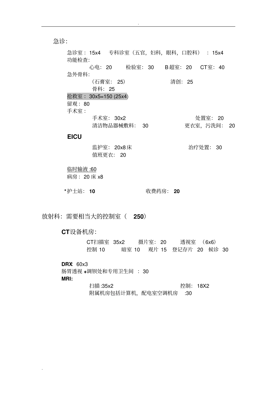 医院功能面积整理_第2页