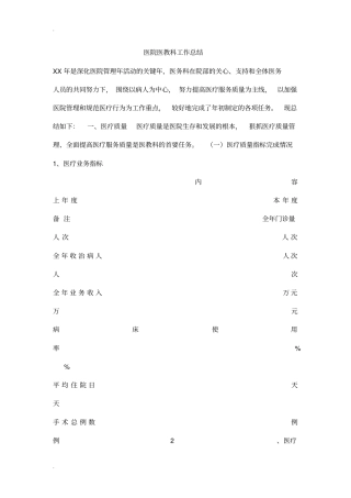 医院医教科工作总结