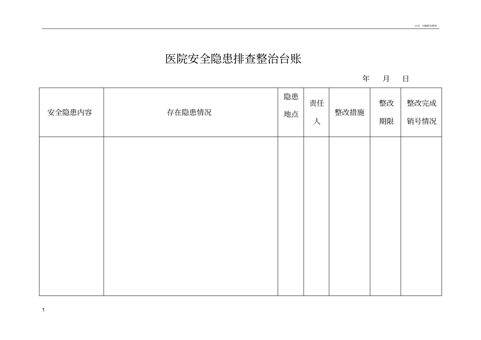医院安全隐患排查整治台账_第1页